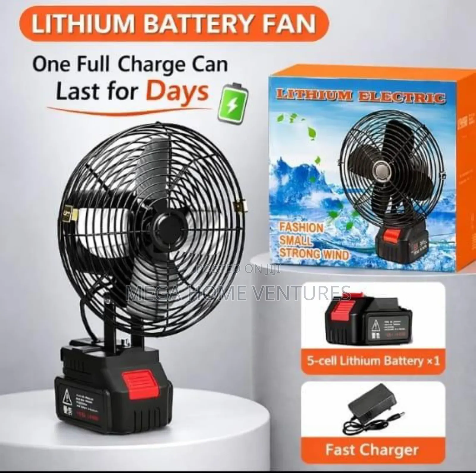 Super Power Rechargable Fan With Two Battery