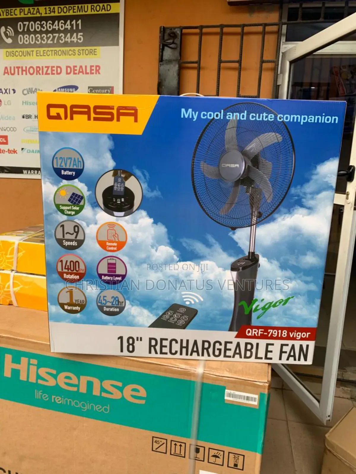 Qasa 18 Rechargeable Fan