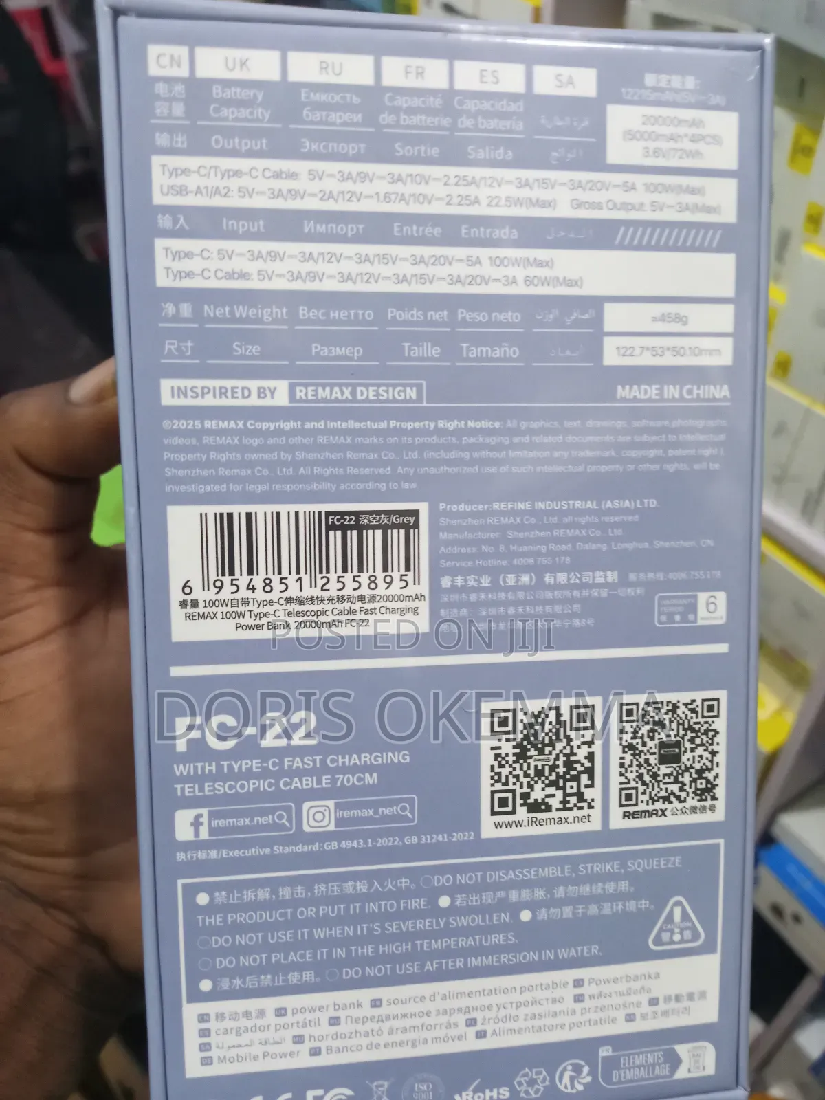 Remax Fc-22 100w Power Bank (20,000mah) - Laptop Phone Fast Charger