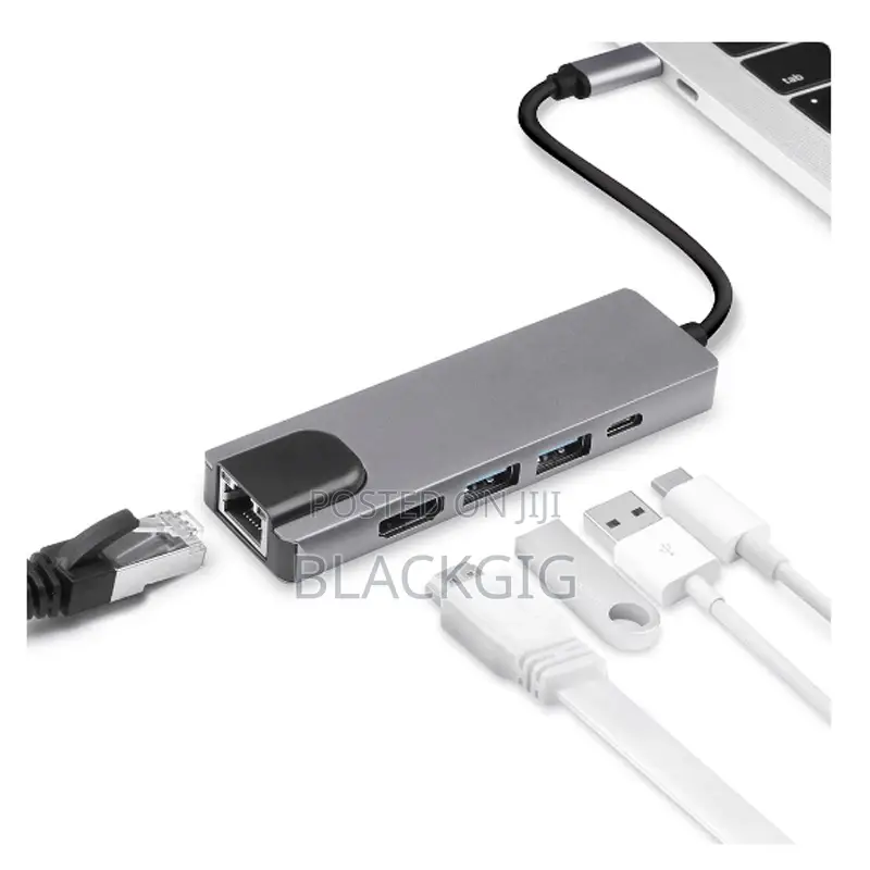 6in1 Usb Hub Typec Dock Station 100w Usb Rj45 Docking Charging Station