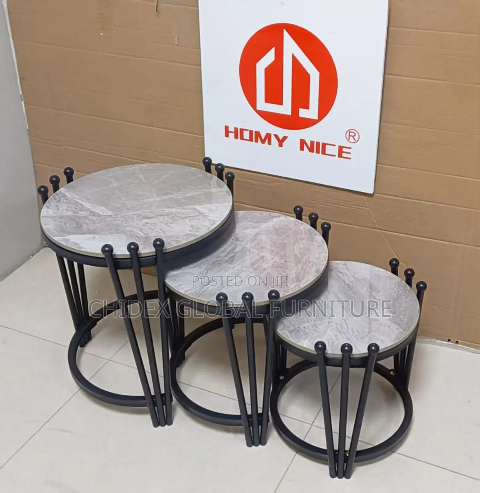 Marble Top 3 in 1 Side Stools With Metal Legs