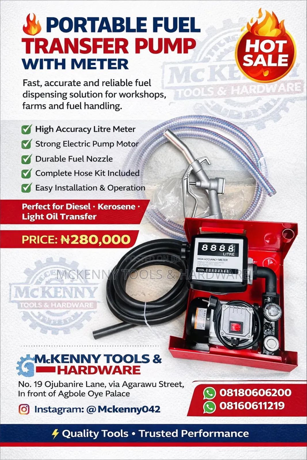 Portable Fuel Transfer Pump With Meter