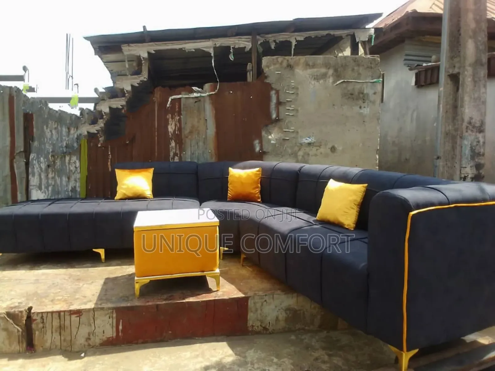 Brand New Big L Shape Section Sofa With Throw Pillows and Center Table