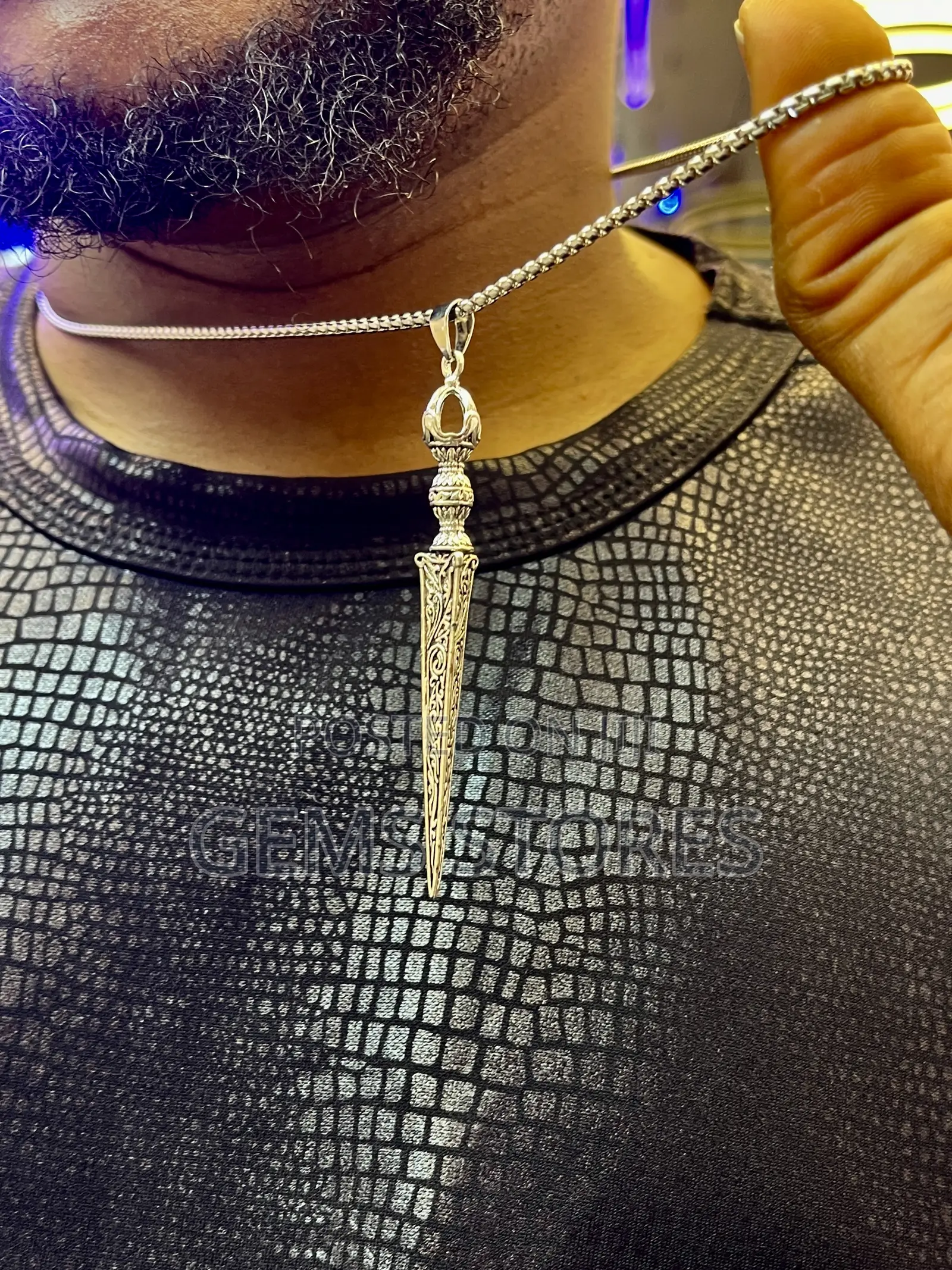 Men’S Vintage Phurba Dagger Pendant Necklace – Silver Finish