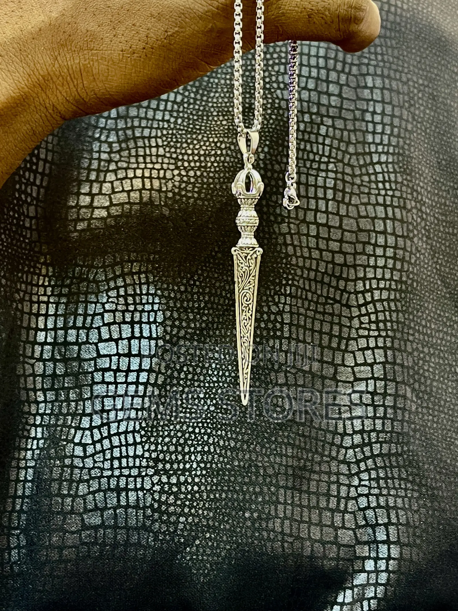 Men’S Vintage Phurba Dagger Pendant Necklace – Silver Finish