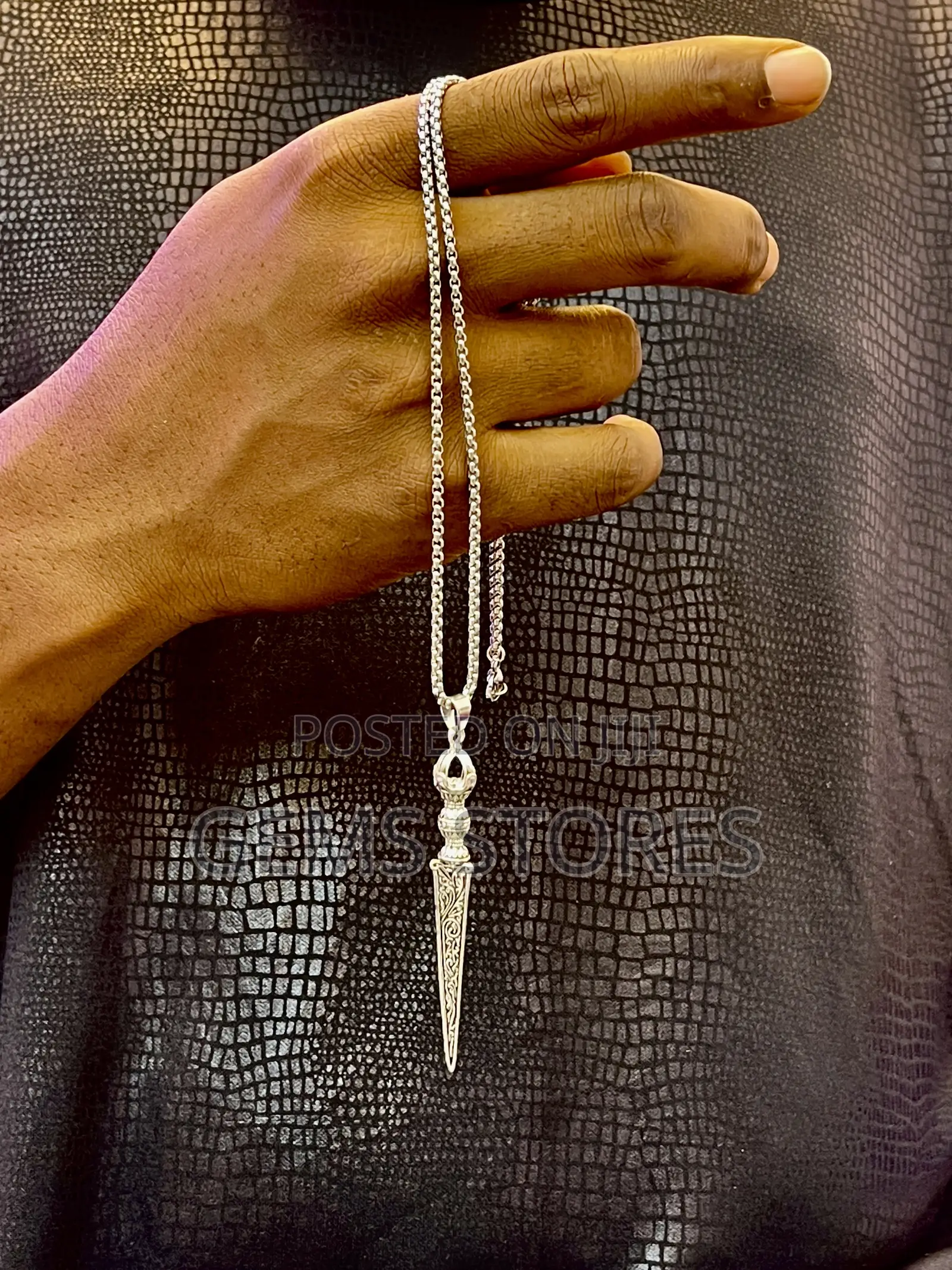 Men’S Vintage Phurba Dagger Pendant Necklace – Silver Finish