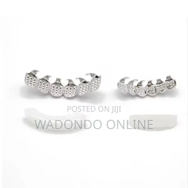 Hip-Hop Rhinestone Plated Teeth Grills -Silver