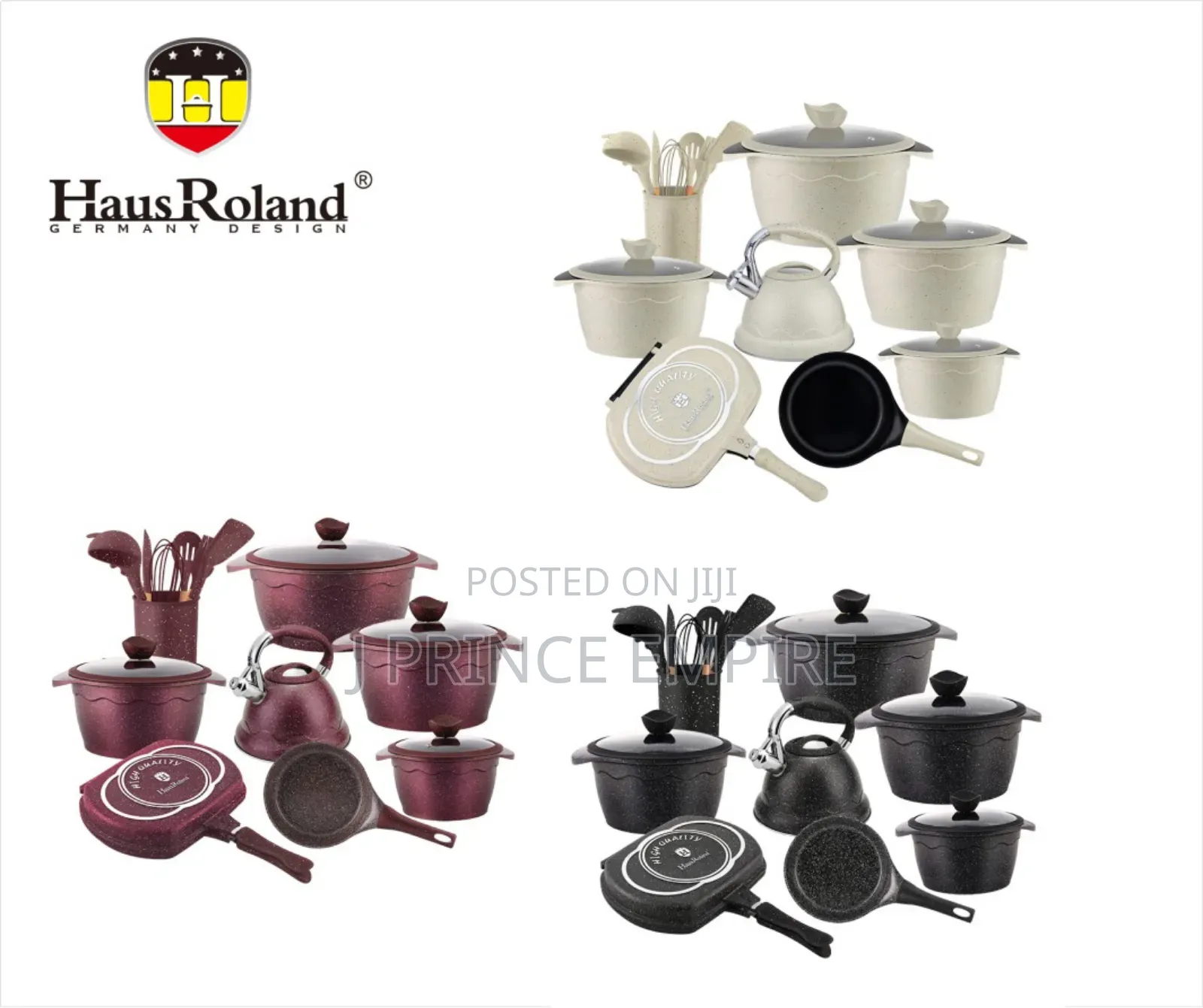 Haus Roland Die-Cast Granite Cookware, 20pcs, Marble Coated