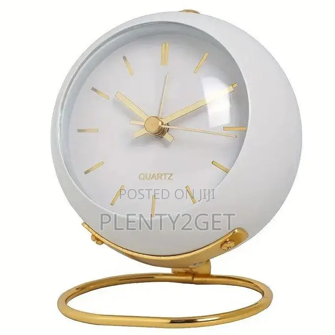 1pc Vintage Analog Clock - Silent Non-Ticking Bedside Alarm With, Gold