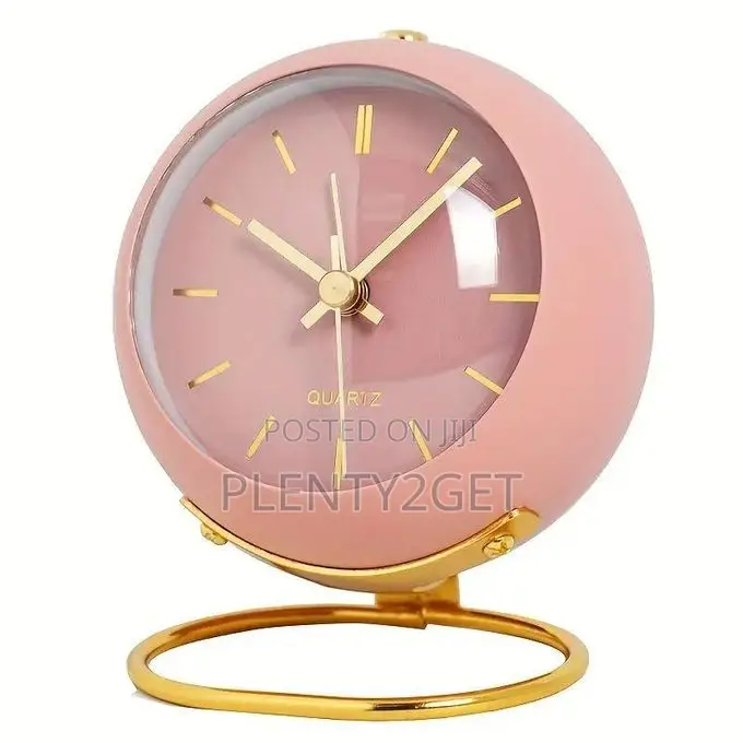 1pc Vintage Analog Clock - Silent Non-Ticking Bedside Alarm With, Gold