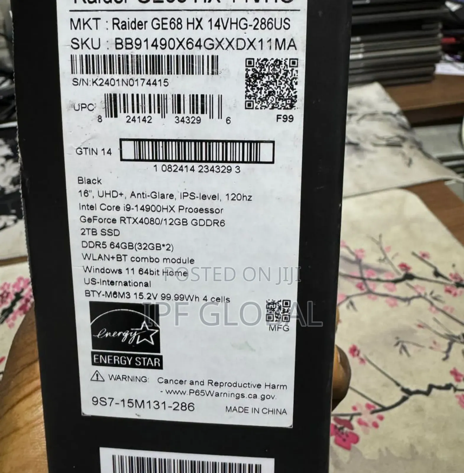 New Laptop MSI Raider GE68HX 13VI-202US 64GB Intel Core i9 SSD 2T