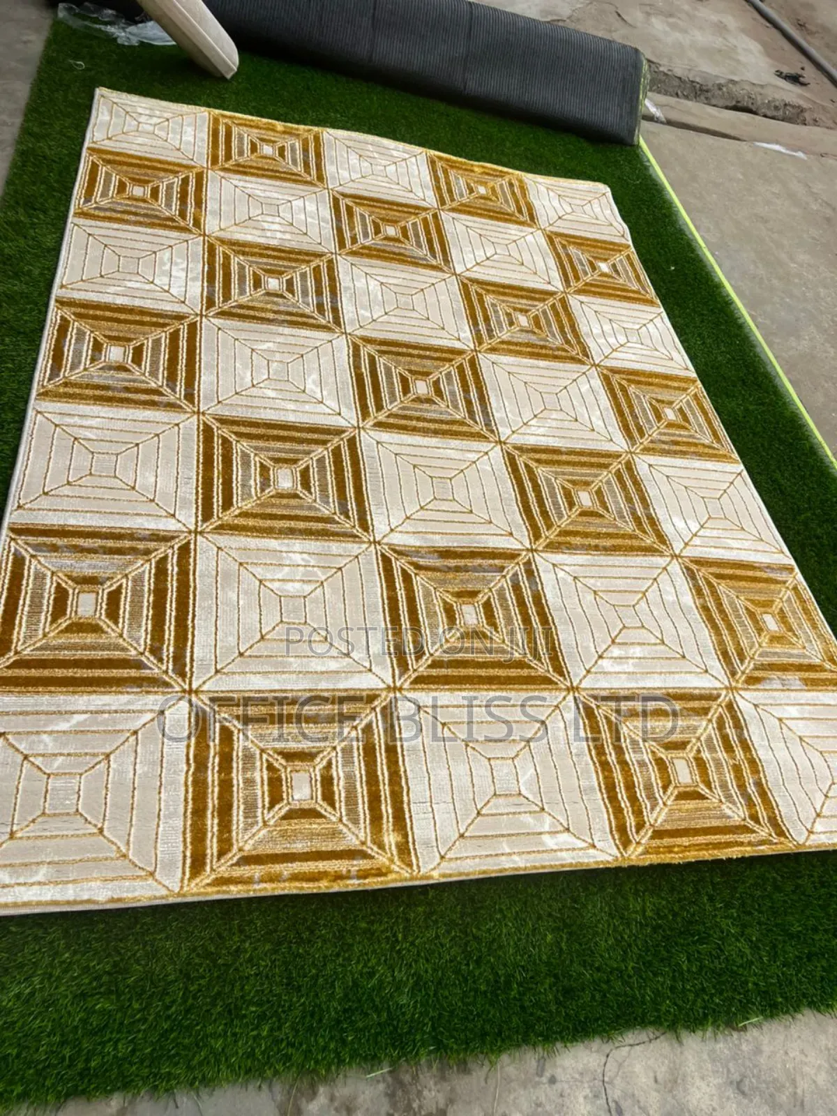 Turkish Dexim Turkish Retro Pattern Gold & Beige Center Rug( 4/6/5/7)
