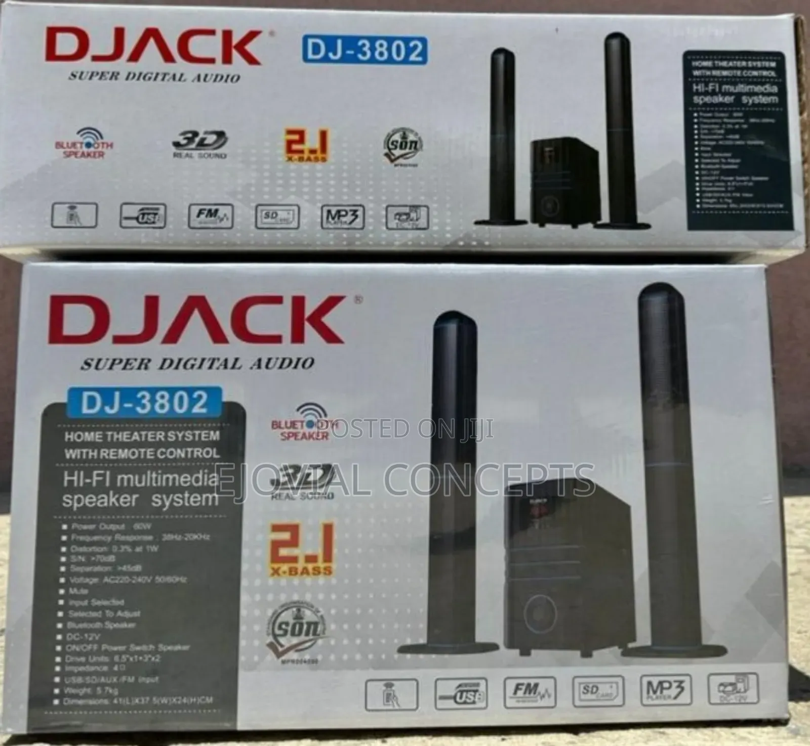 Djack Dj-3902 Hi-Fi 2.1 Channel Home Theater System