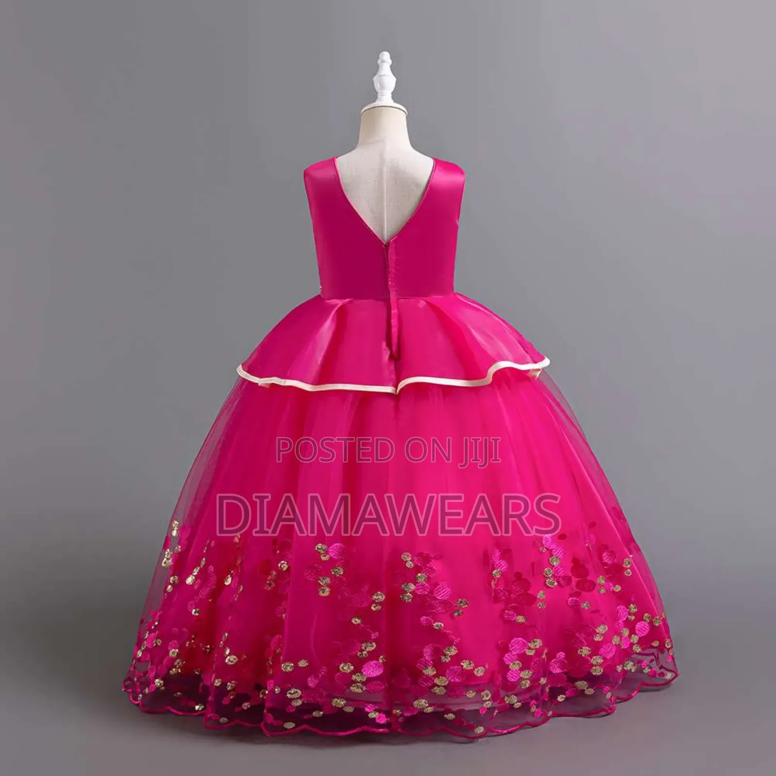 Fuscial Pink Unique Children Full Ball Gown