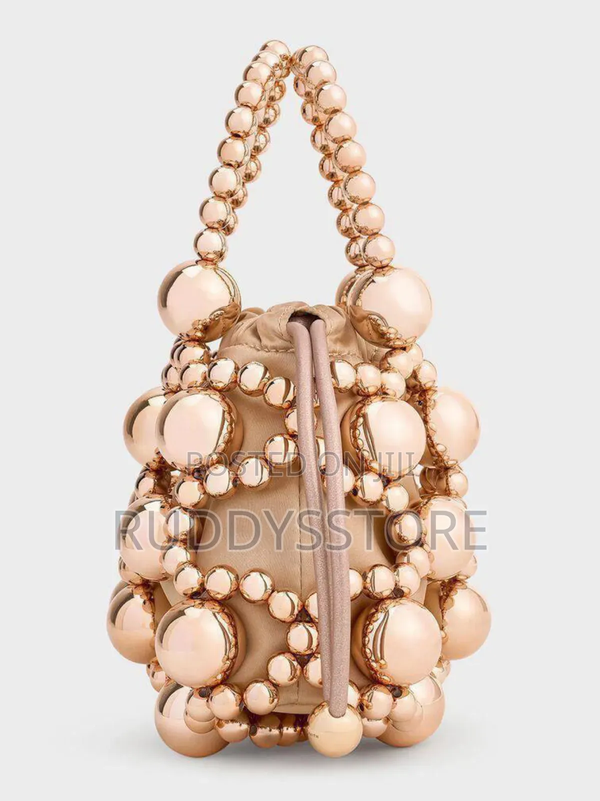 Luxury Beaded Mini Bucket Handbag –Elegant Pearl Handle Designer Purse