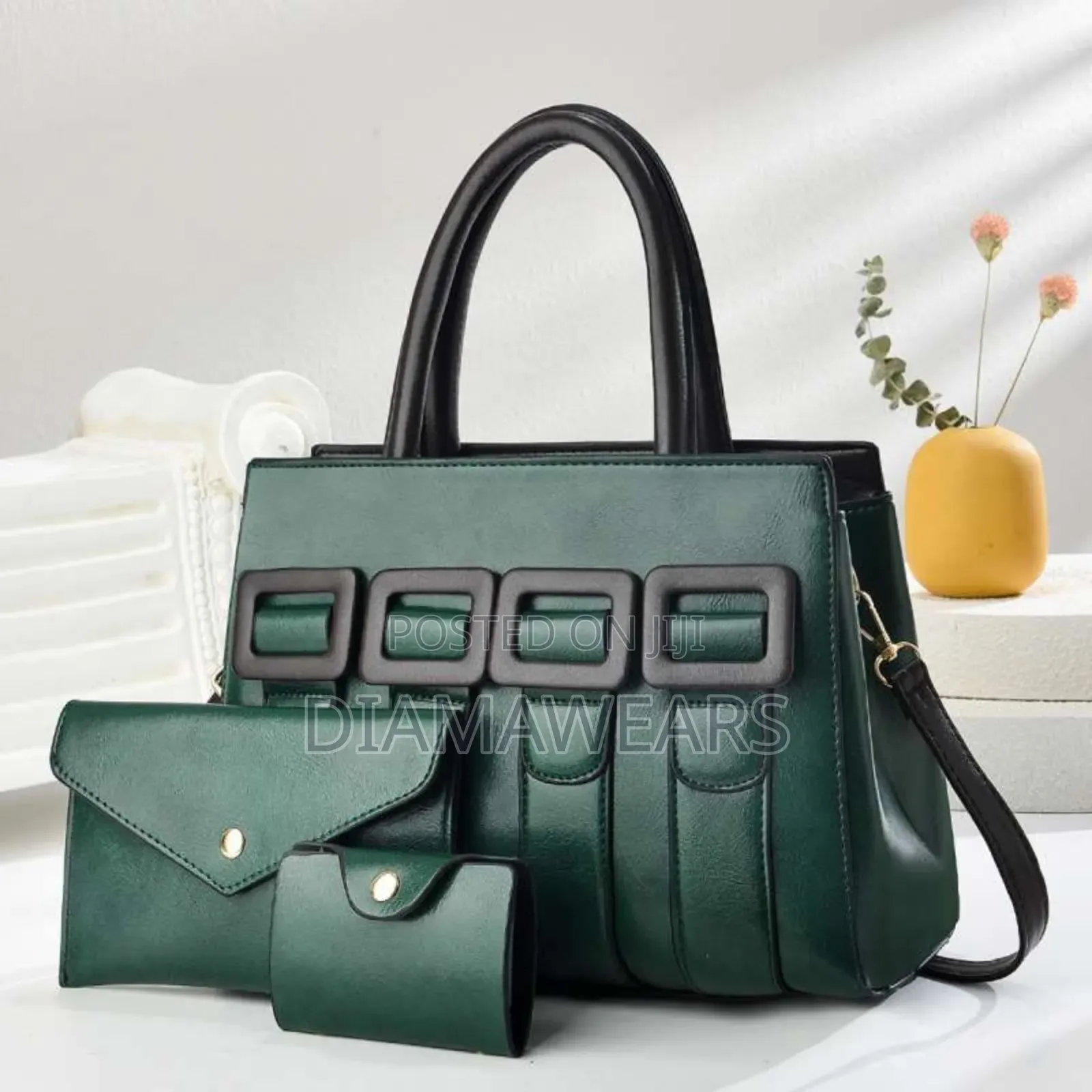 Green Ladies Work Office Hand Bags