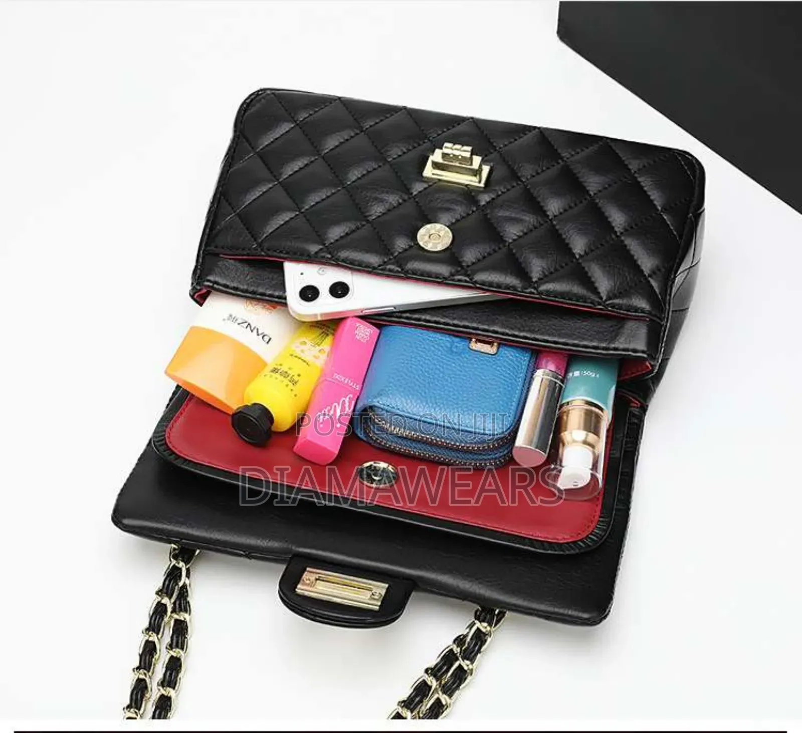 Black Large Channel Shoulder Chain Hand Bag