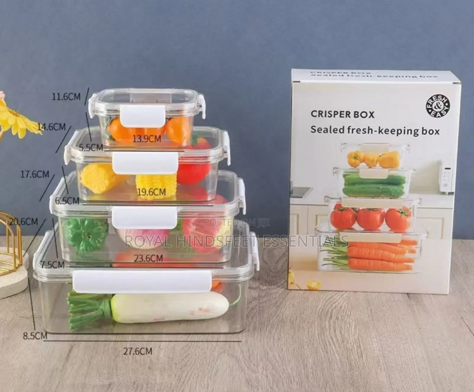 4pcs Set Rectangle Food Storage Box With Lock