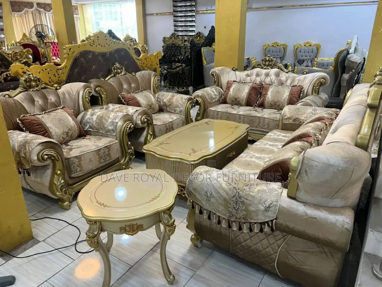 Classic Unique Royal Chair, Center Table and Side Stool