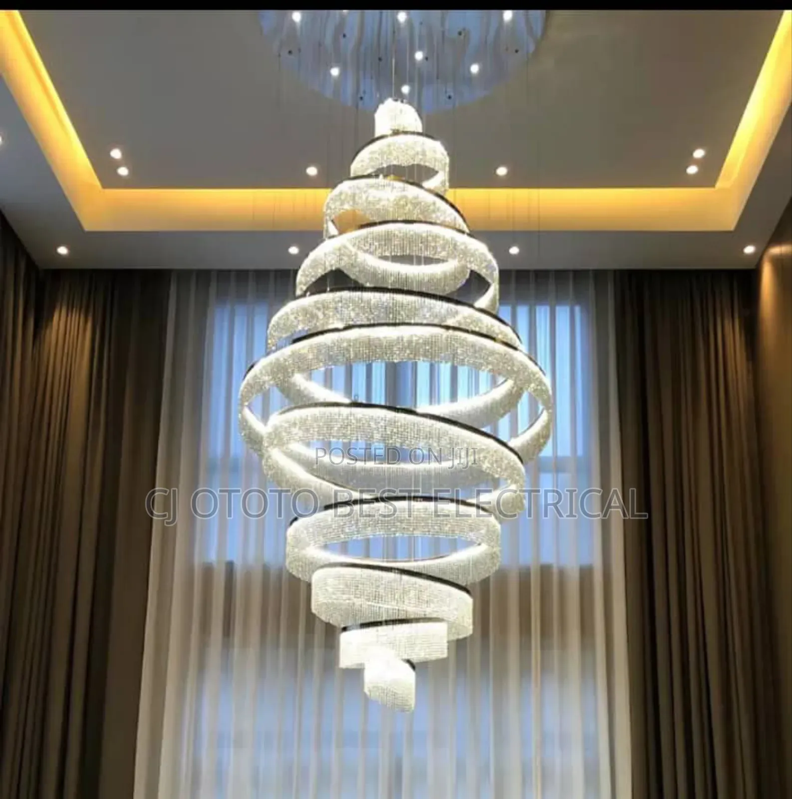Big Crystal Chandelier Luxury Light 10 Feet Length Adjustable