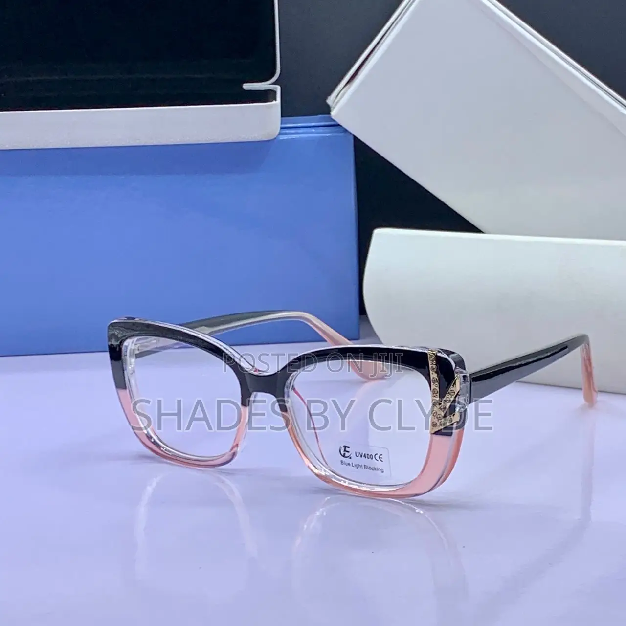Elegant Cat-Eye Eyeglasses - Pink Gold, Blue Light Protection!
