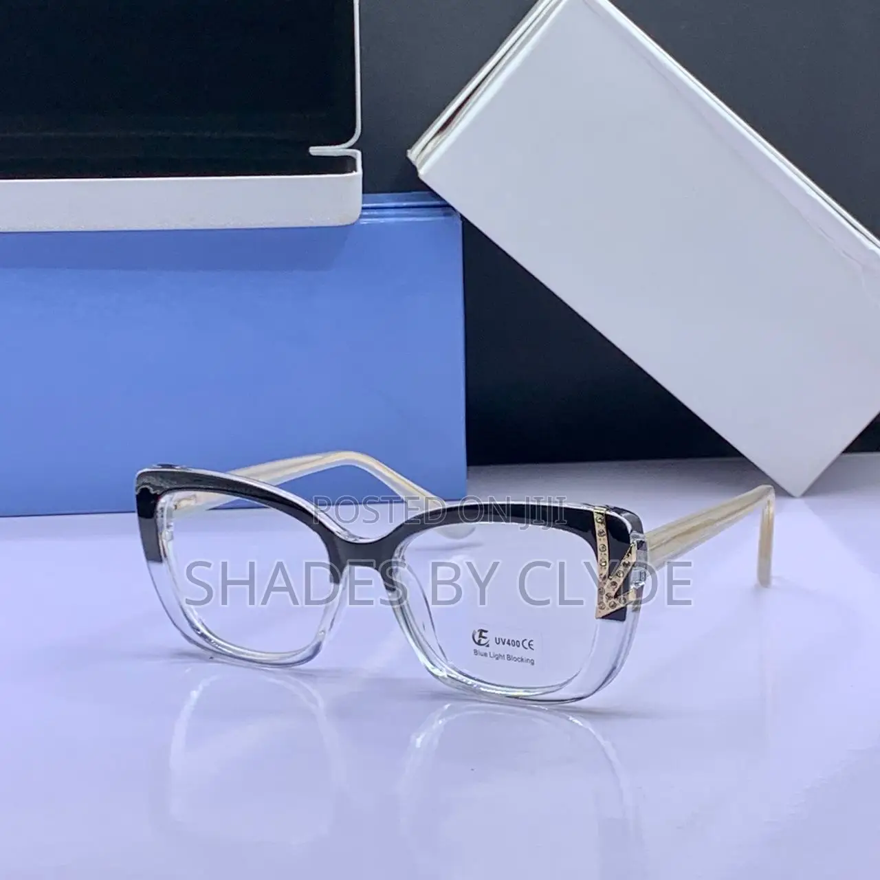 Elegant Cat-Eye Eyeglasses - Pink Gold, Blue Light Protection!