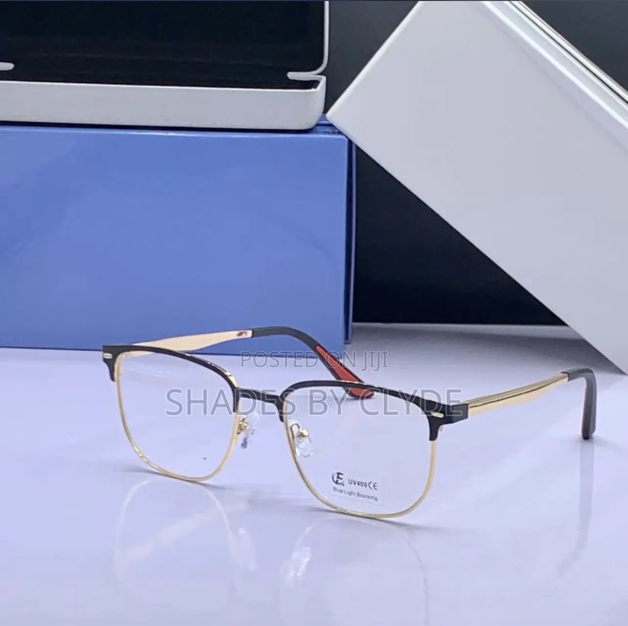 Stylish Metal Frame Eyeglasses - Gold Brown, Blue Light Protection!