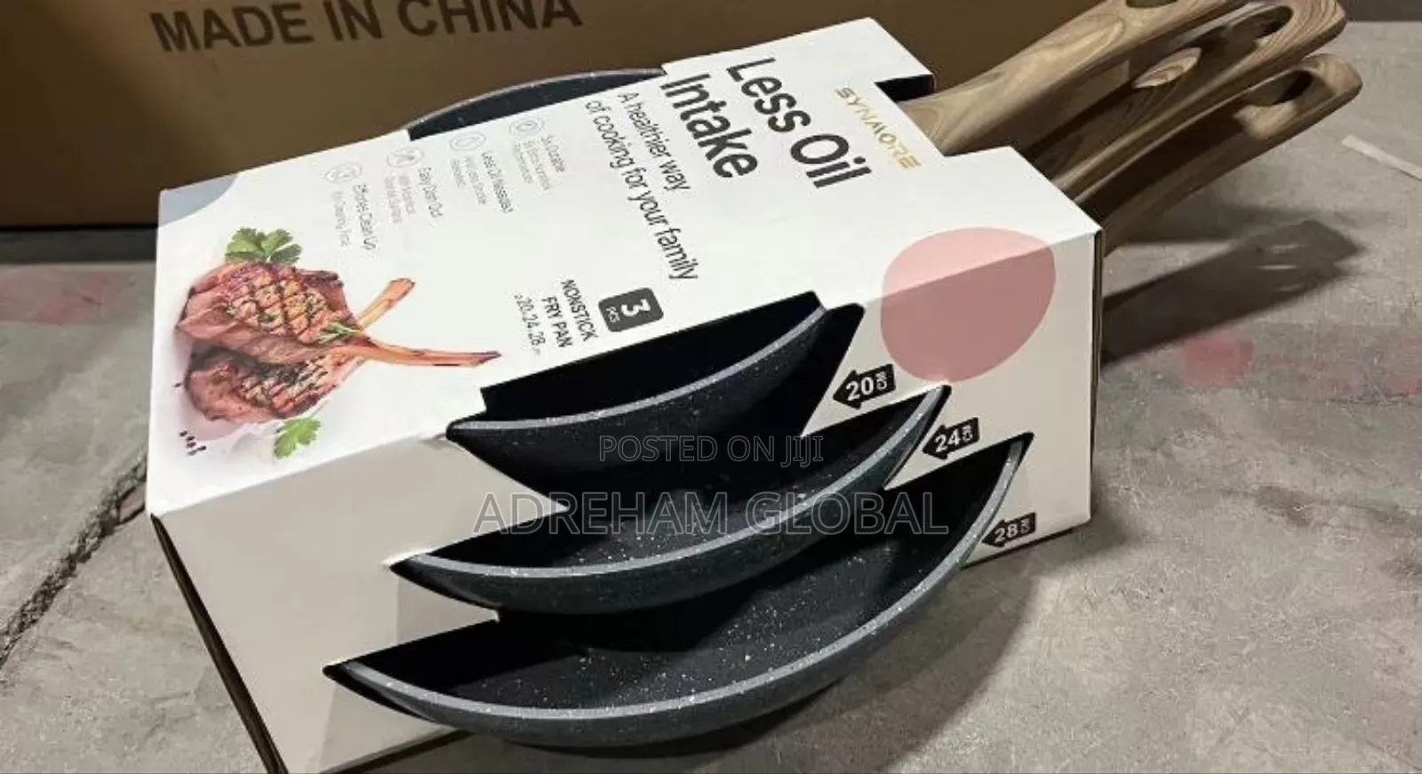 3pcs Set Non Stick Quality Fry Pan. Sizes 20cm 24cm 28cm