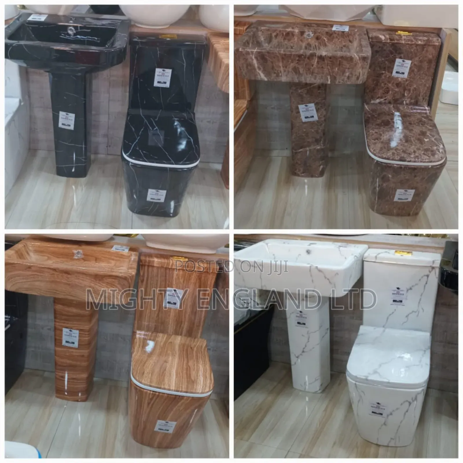 Modern Bathroom Toilet Basin Sets, Marble or Wood-Effect Patterns
