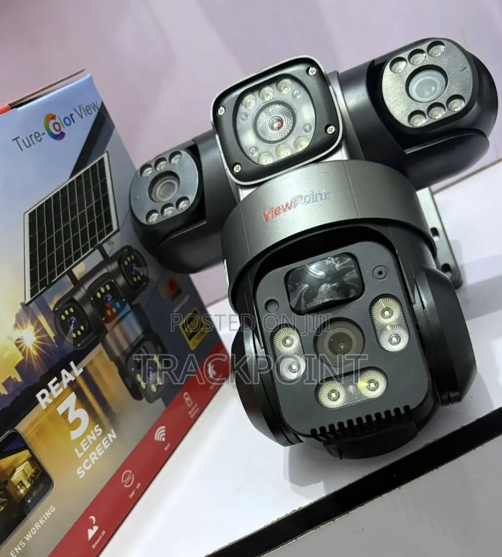 V380 Pro Ultra Hd Triple Lens PTZ Solar CCTV Camera