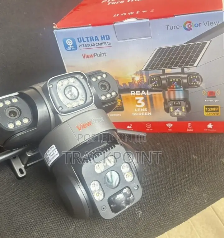 V380 Pro Ultra Hd Triple Lens PTZ Solar CCTV Camera