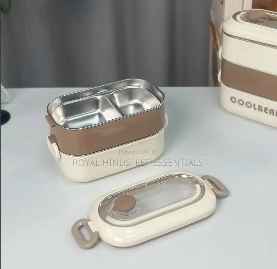 Stainless Steel Lunch Box 1 2 Layers Divided Microwavable Bento Box