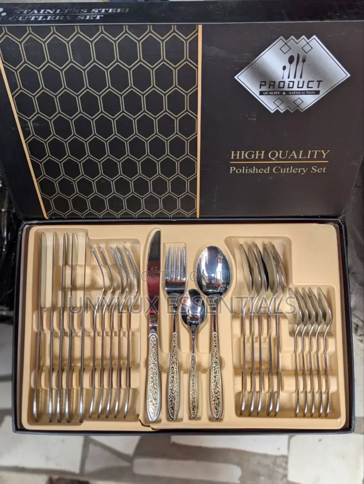 Stainless Steel Gold/Silver 24pcs Boxed Cutlery Set
