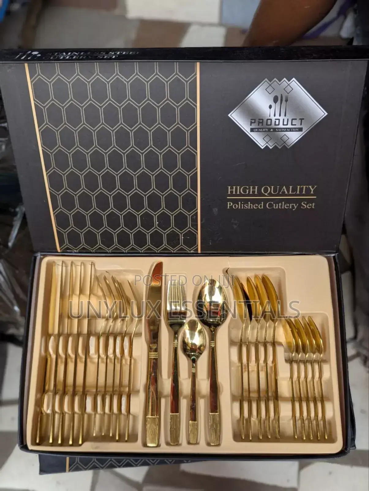 Stainless Steel Gold/Silver 24pcs Boxed Cutlery Set