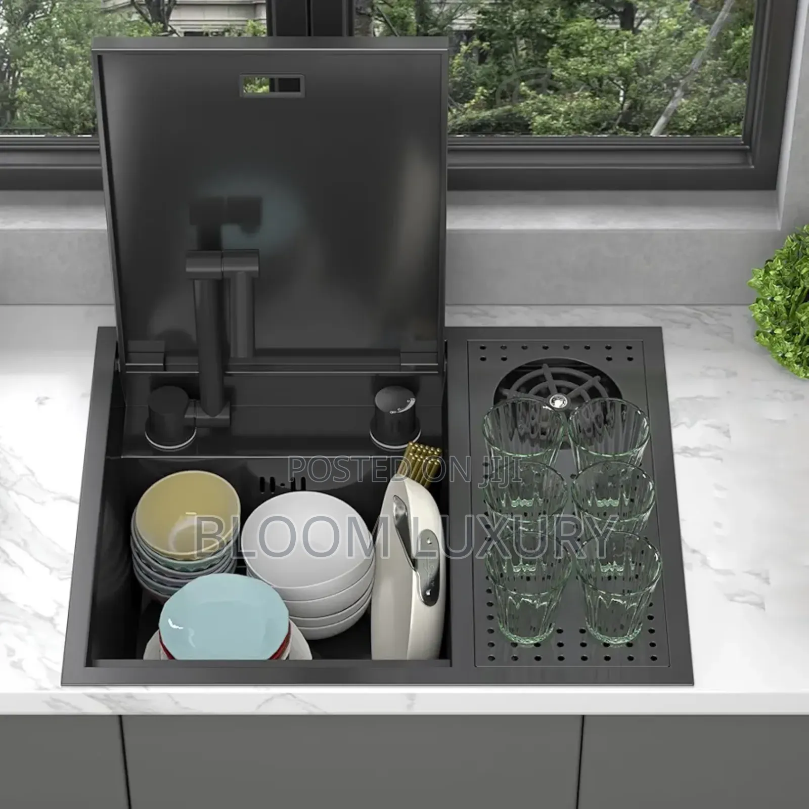 Kitchen Sink With Push Cup Washer/Anti-Overflow Hole Bar