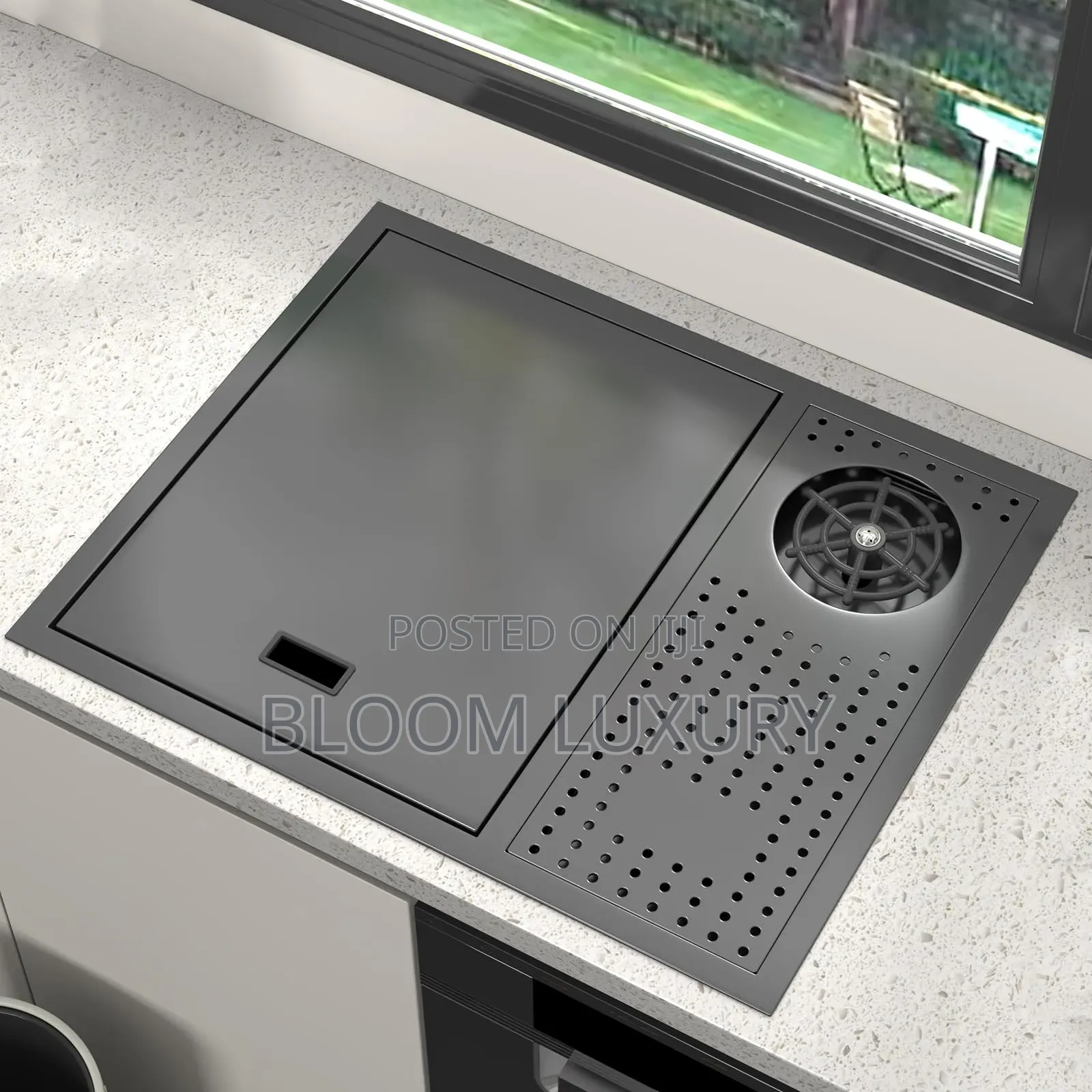 Kitchen Sink With Push Cup Washer/Anti-Overflow Hole Bar