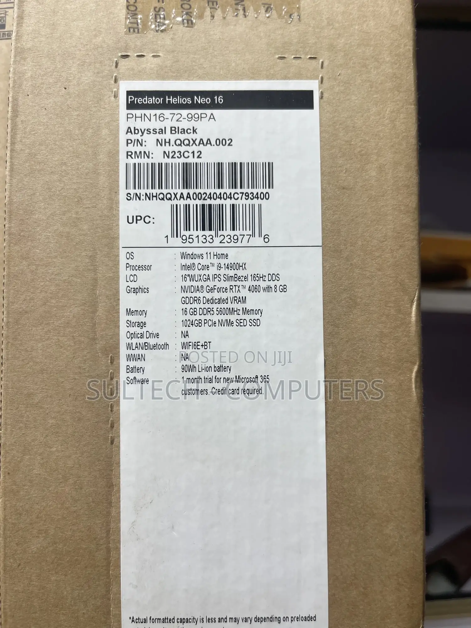 New Laptop Acer Predator Helios Neo 16 16GB Intel SSD 1T