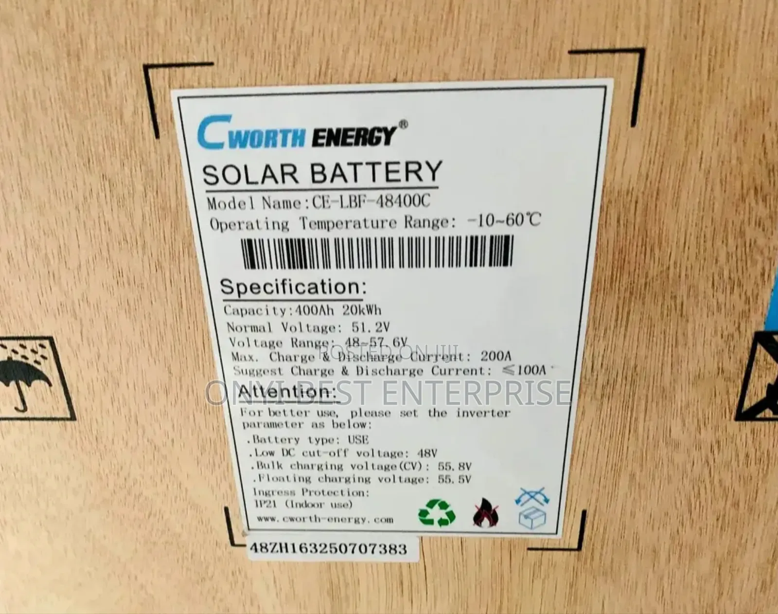 C Worth Energy Battery 20kwh 51.2v 400c 5years