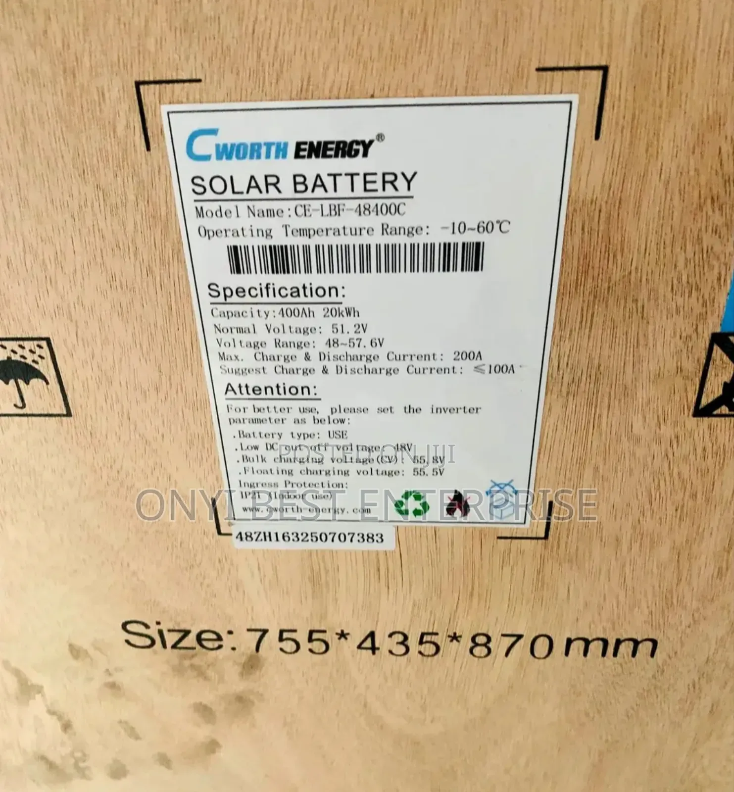 C Worth Energy Lithium Ion Battery 20kwh 48v 400ah Original