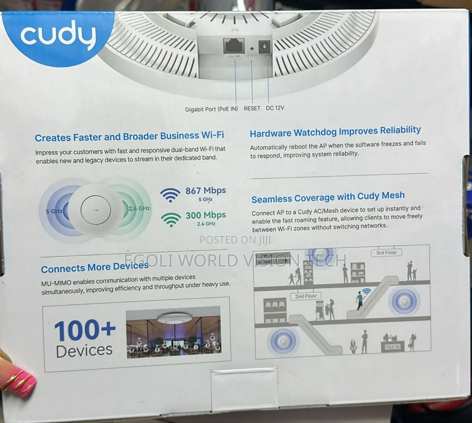 Cudy Ap1300 Ac1200 Dual-band Gigabit Ceiling Mount Access Point