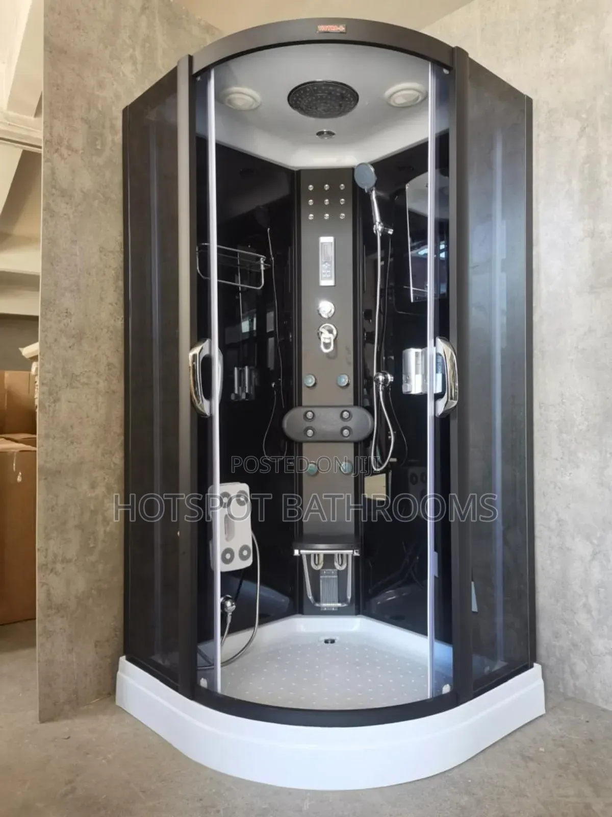 Luxury Black Frame Steam Shower Room With Massage Jets