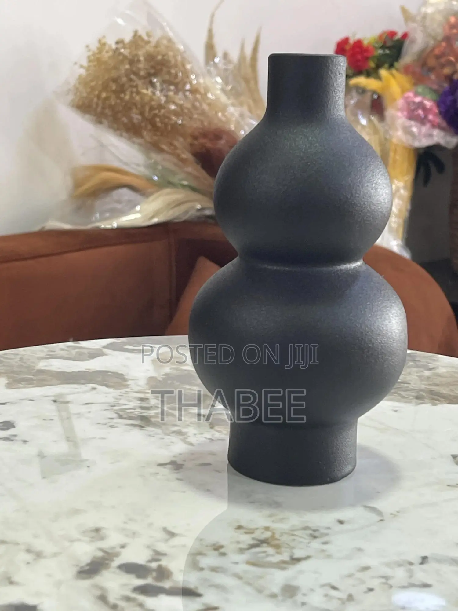 Double Ball Black Nordic Flower Vase
