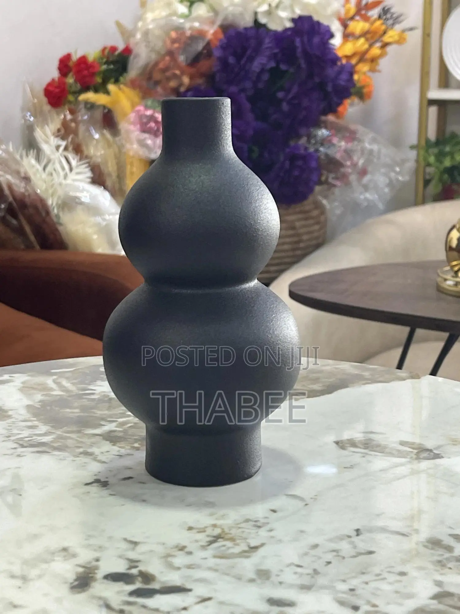 Double Ball Black Nordic Flower Vase