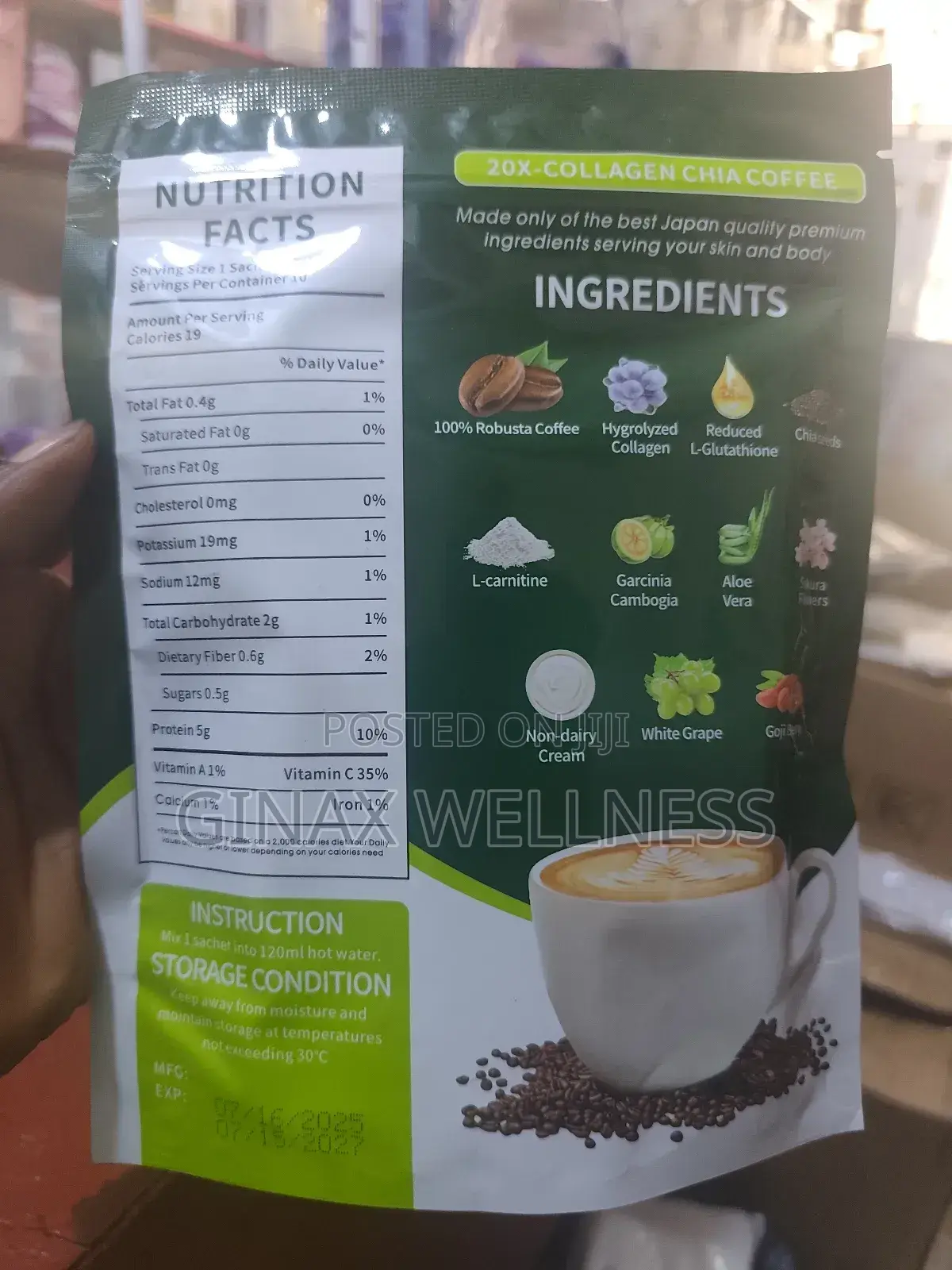 20x Collagen and Chia Coffee Powder for Beauty and Weight Loss