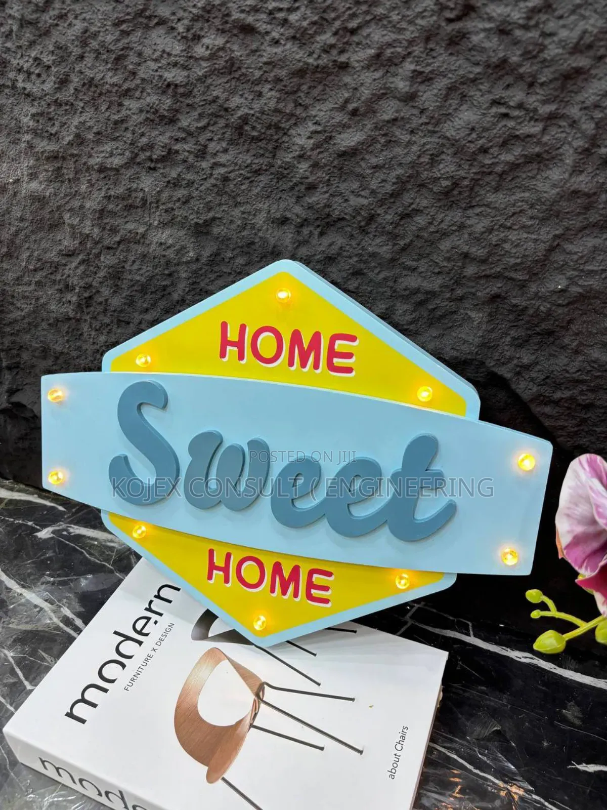 Home Sweet Home - Electronic . Wooden Write Up Decor With Lights .