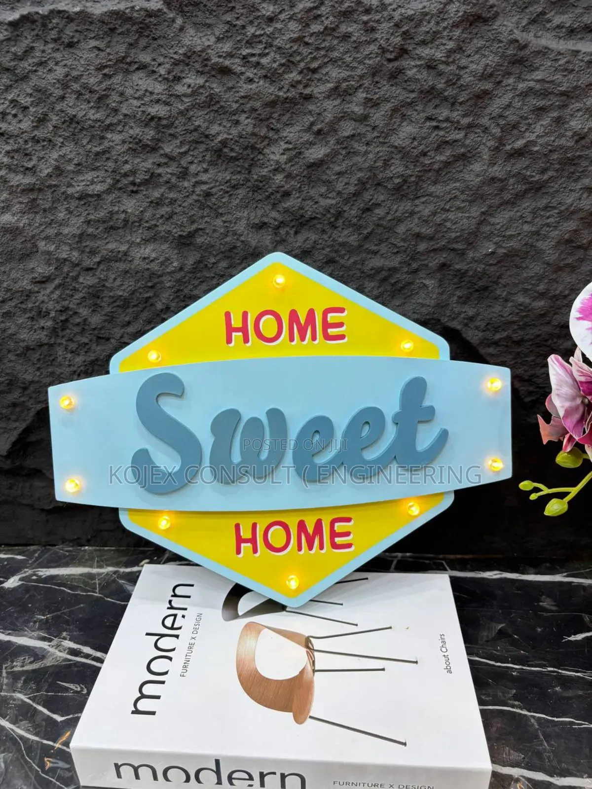 Home Sweet Home - Electronic . Wooden Write Up Decor With Lights .