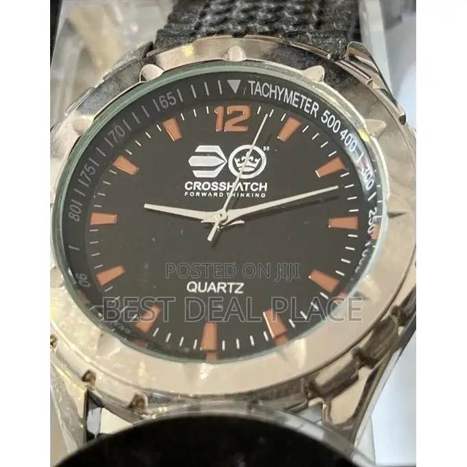 Crosshatch Men's Quartz Wristwatch –Black Dial, Tachymeter Bezel Uk