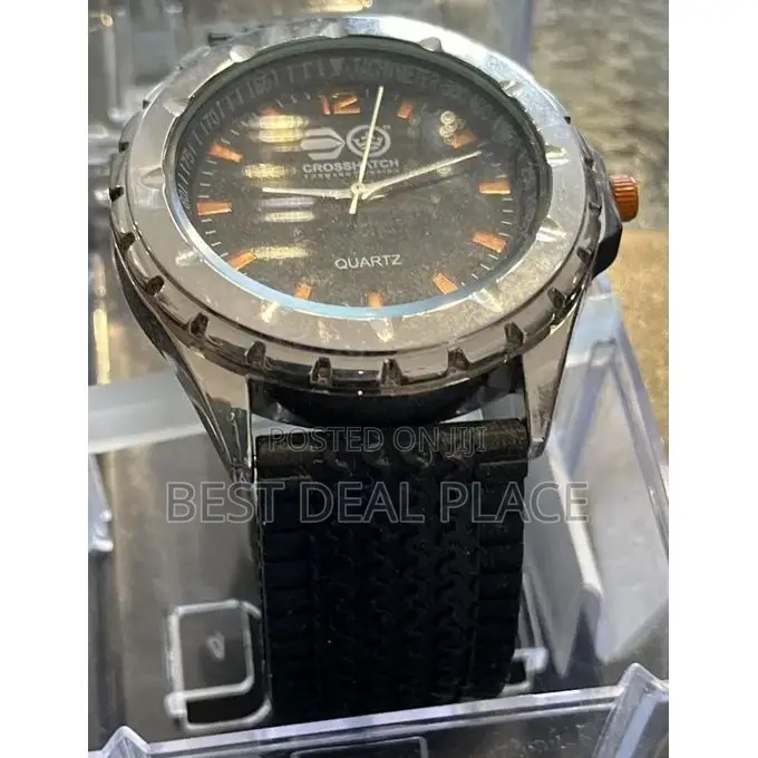 Crosshatch Men's Quartz Wristwatch –Black Dial, Tachymeter Bezel Uk