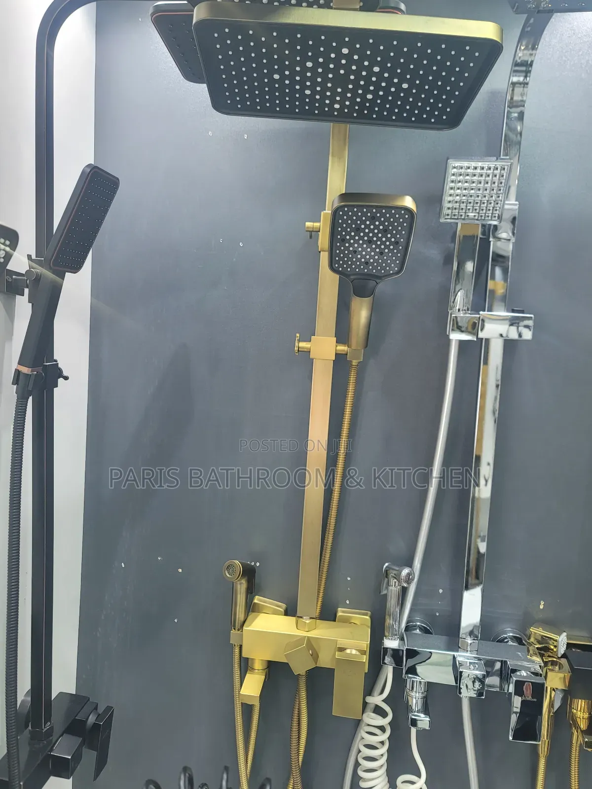 Brushed Gold Rainfall Shower With 3-Way Mixer