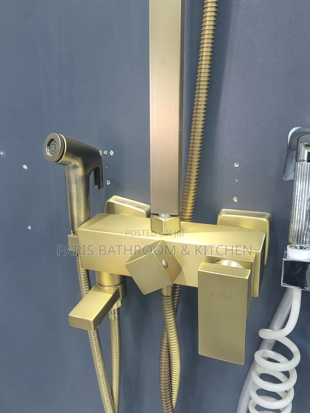 Brushed Gold Rainfall Shower With 3-Way Mixer